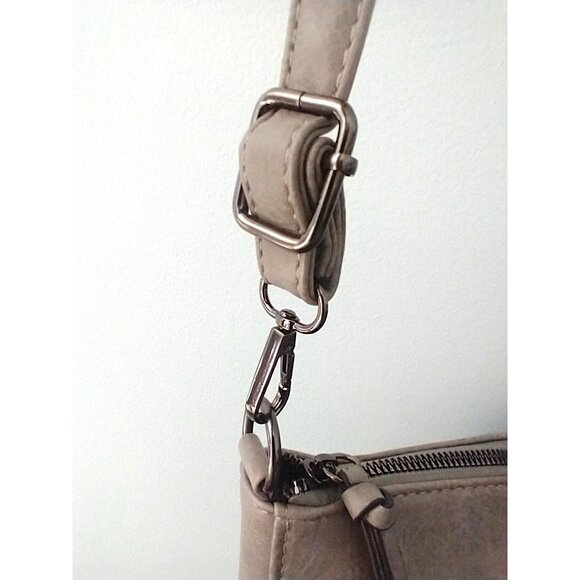 Sam & Hadley Adjustable Crossbody Shoulder Bag Vegan Perforated Light Gray - Picture 5 of 12